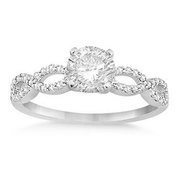 Twisted Infinity Diamond Engagement Ring Setting 14K White Gold (0.21ct)
