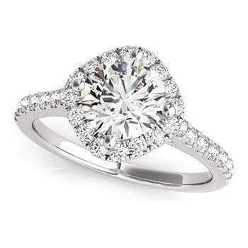 Diamond East West Halo Engagement Ring 14k White Gold (0.96ct)