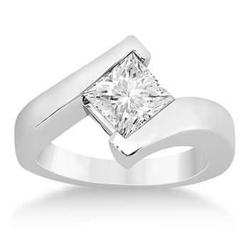 Princess Cut Tension Set Engagement Ring Setting 14k White Gold