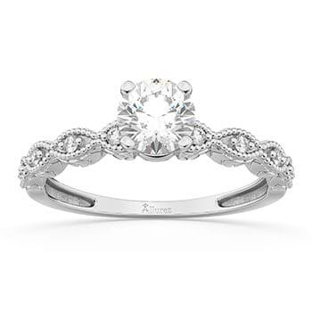 Petite Marquise Diamond Engagement Ring 14k White Gold (0.10ct)