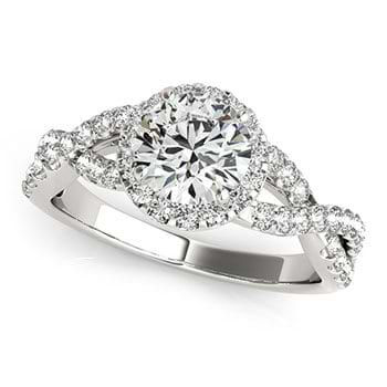 Diamond Infinity Twisted Halo Engagement Ring 14k White Gold 1.50ct