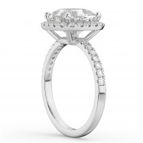 Cushion Cut Halo Moissanite & Diamond Engagement Ring 14k White Gold (2.66ct)