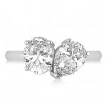 Oval/Pear Lab Grown Diamond Toi et Moi Ring 14k White Gold (4.50ct)