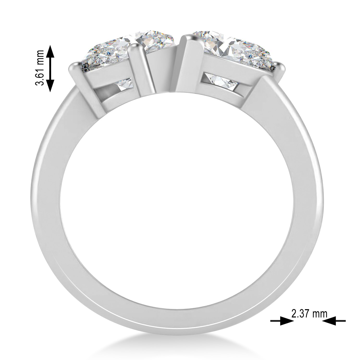 Pear/Pear Lab Grown Diamond Toi et Moi Ring 14k White Gold (4.00ct)