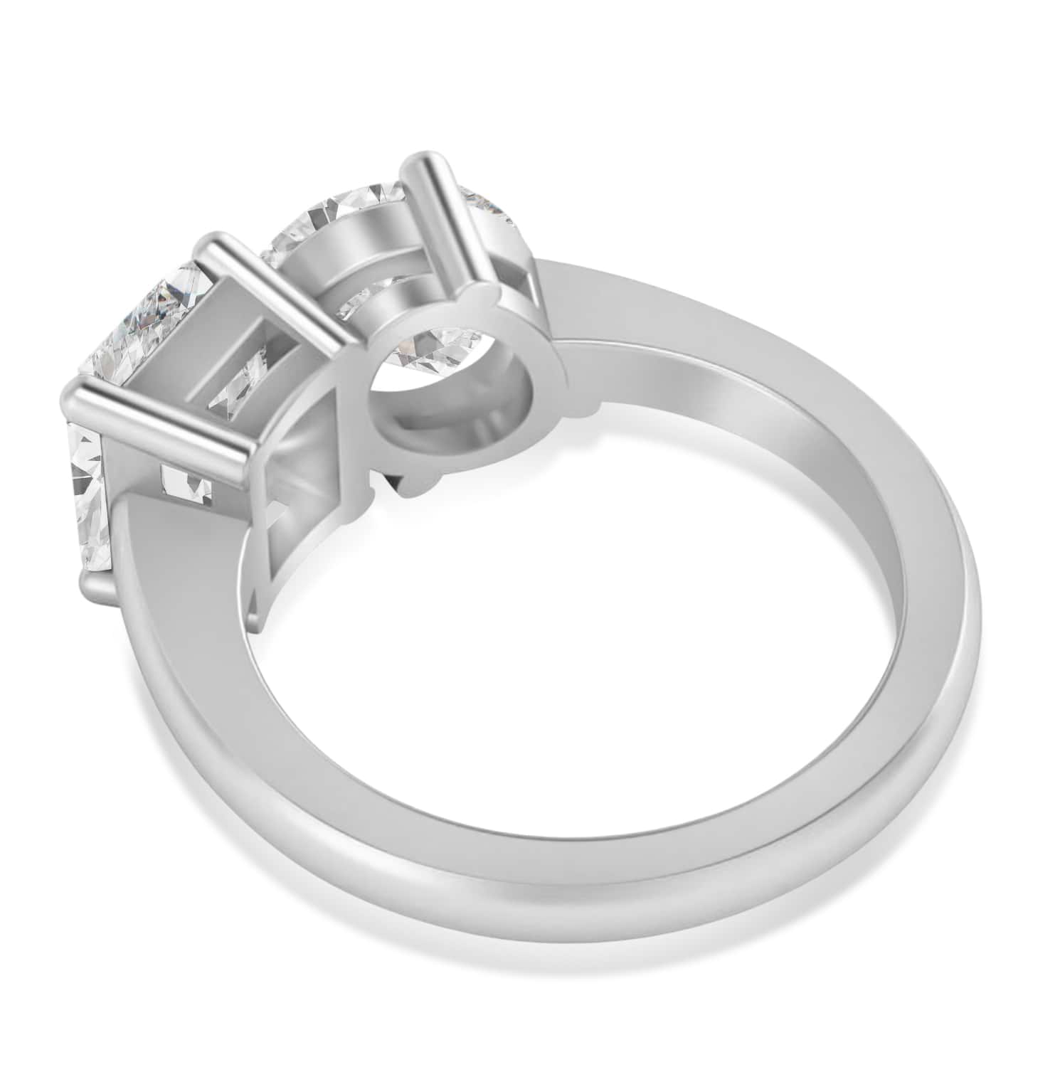 Emerald/Oval Lab Grown Diamond Toi et Moi Ring 14k White Gold (5.50ct)