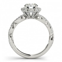 Halo Diamond Engagement & Wedding Rings Bridal Set 14k W. Gold 0.83ct