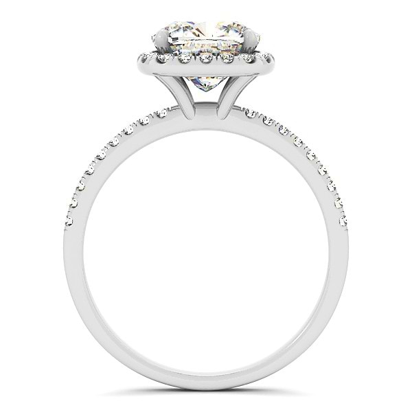Cushion Diamond Halo Engagement Ring French Pave 14k W. Gold 0.70ct
