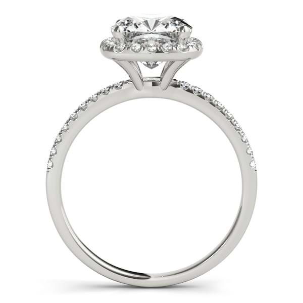 Cushion Moissanite & Diamond Halo Bridal Set French Pave 18k White Gold 0.84ct