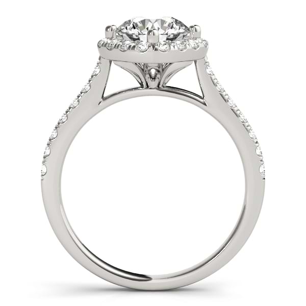 Diamond East West Halo Engagement Ring 14k White Gold (0.96ct)
