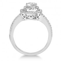 Double Halo Diamond & Moissanite Engagement Ring 14K White Gold 1.34ctw