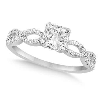 Infinity Princess Cut Diamond Engagement Ring 14k White Gold (0.50ct)