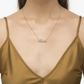 Personalized Diamond Name Pendant Necklace 14k Rose Gold