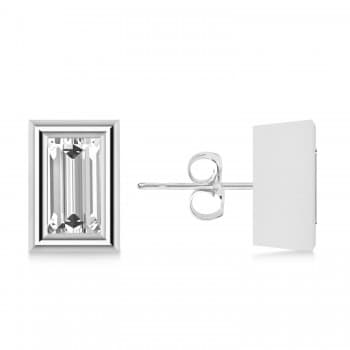 Baguette-Cut Diamond Stud Earrings