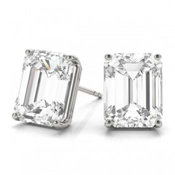 Emerald-Cut Diamond Stud Earrings