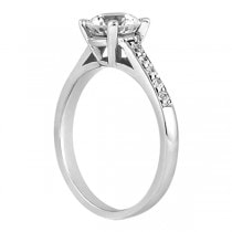 Cathedral Pave Diamond Engagement Ring Setting 14k White Gold (0.20ct)