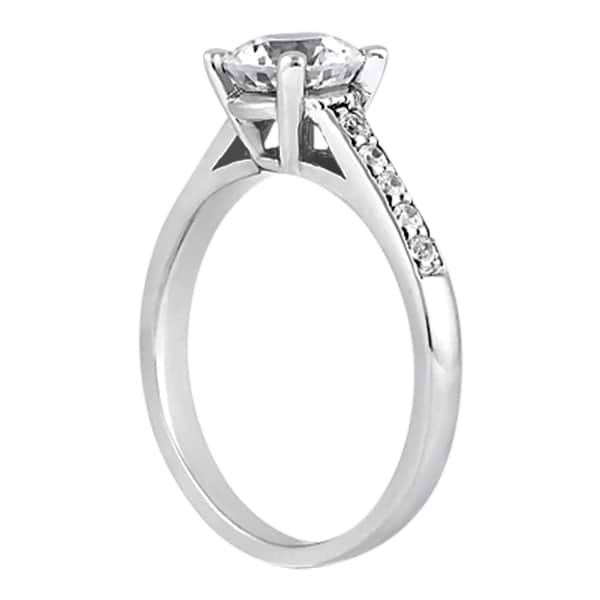 Cathedral Pave Diamond Engagement Ring Setting 14k White Gold (0.20ct)