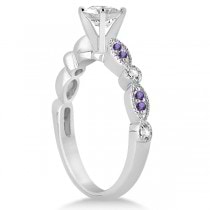 Marquise and Dot Amethyst & Diamond Bridal Set 14k White Gold 0.49ct