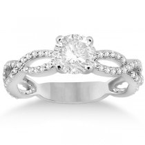 Infinity Diamond Engagement Ring with Band 14k White Gold (0.65ct)