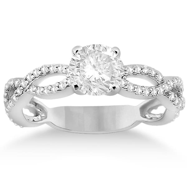 Infinity Diamond Engagement Ring with Band 14k White Gold (0.65ct)