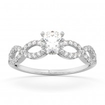 Twisted Infinity Diamond Engagement Ring Setting 14K White Gold (0.21ct)