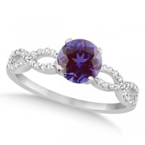Infinity Style Alexandrite & Diamond Bridal Set 14k White Gold 1.29ct