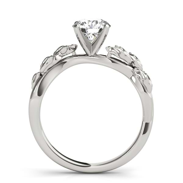 Solitaire Tulip Vine Leaf Engagement Ring Setting 14k White Gold