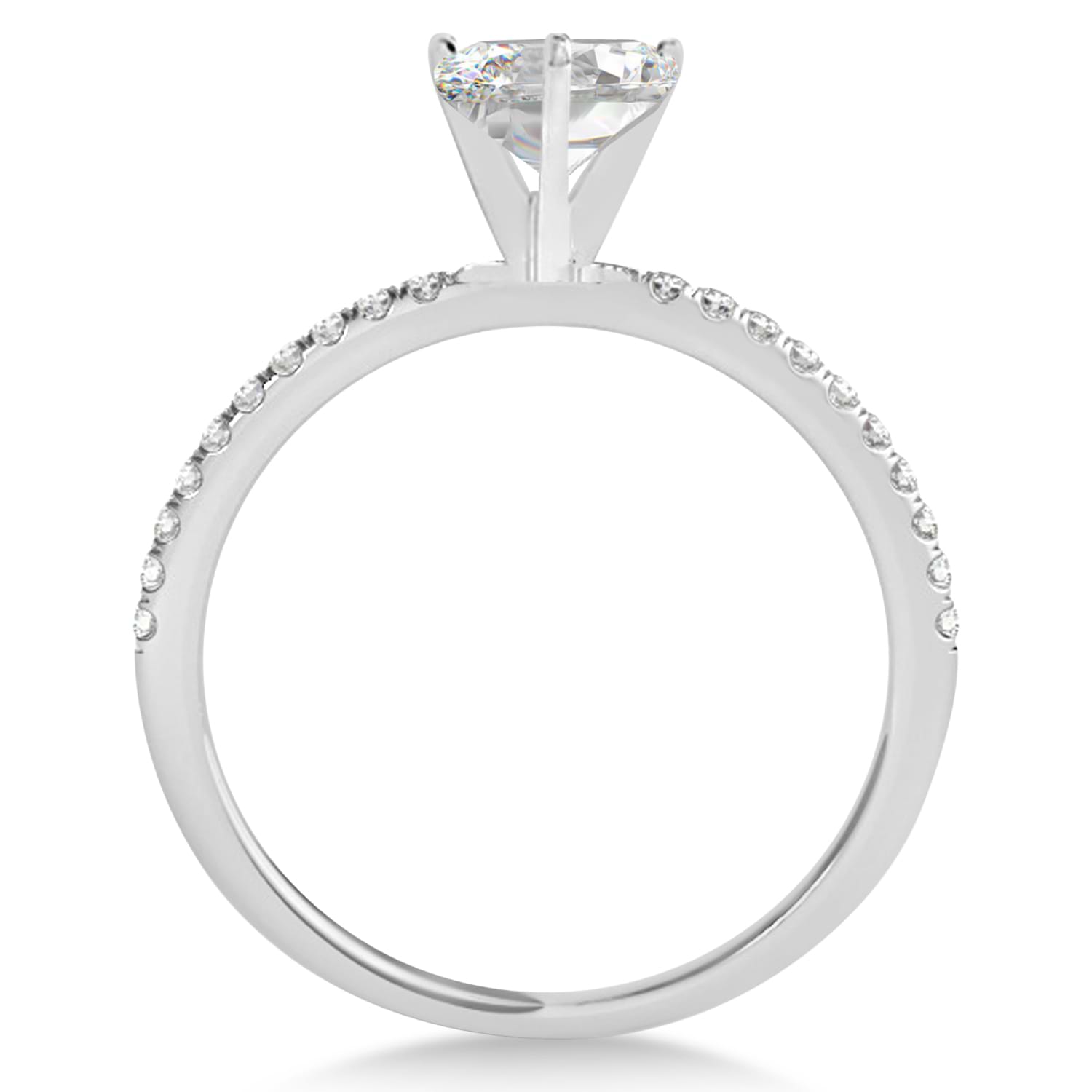 Lab Grown Diamond Accented Oval Shape Engagement Ring 14k White Gold (2.00ct)