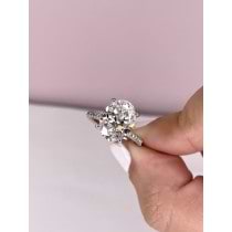 Lab Grown Diamond Accented Oval Shape Engagement Ring 14k White Gold (2.00ct)
